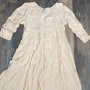 Moon River Beige Striped Dress